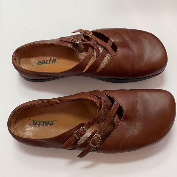 Earth Khama 2  Brown Leather clog Mule - Picture 2 of 10
